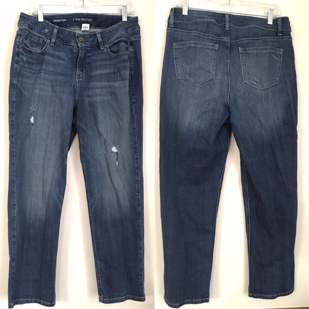 Lane Bryant distressed straight leg denim jeans